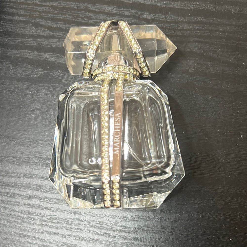 Marchesa Silver Geometric Empty Bottle with Crystal Accents